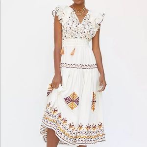 Anthropology Embroidered Maxi Dress NWT